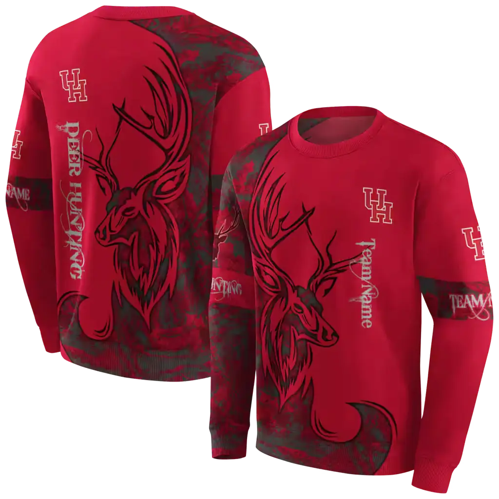 customized houston cougars deer silhouette red hoodie premium grade customized houston cougars deer silhouette red hoodie premium grade