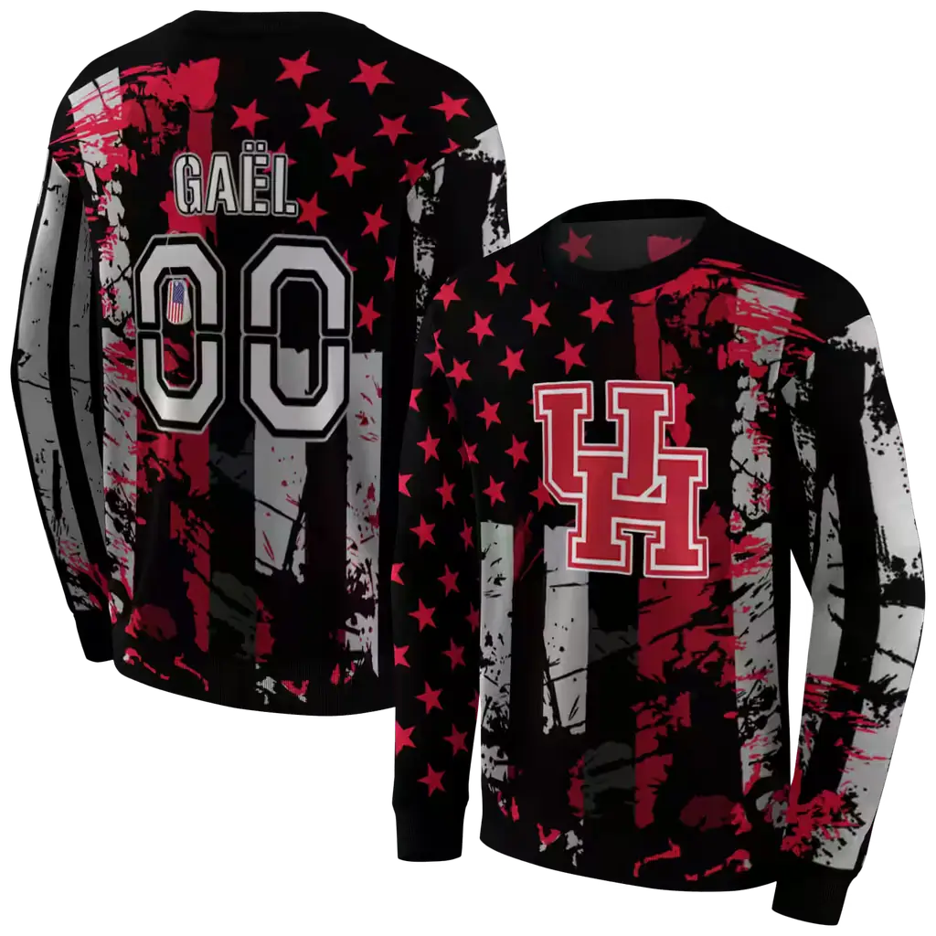 customized houston cougars distressed flag red black hoodie premium grade customized houston cougars distressed flag red black hoodie premium grade