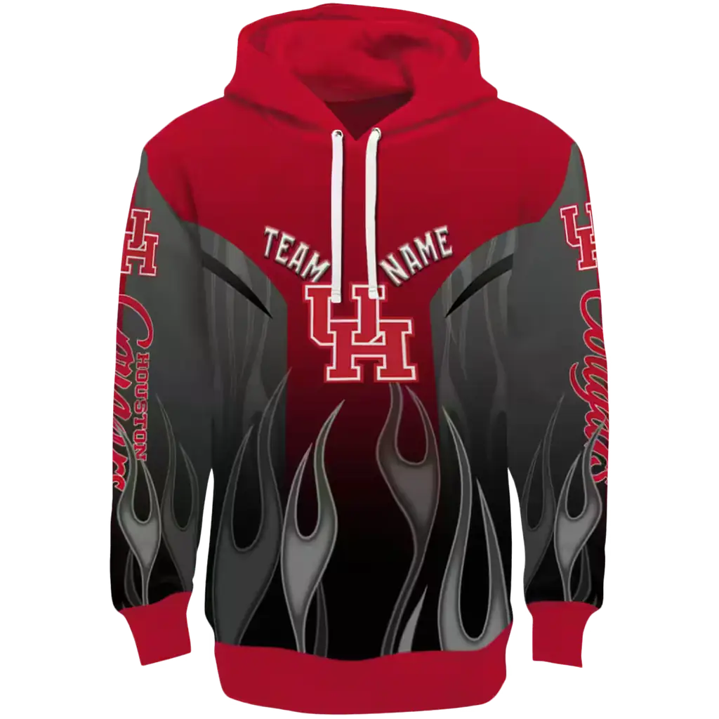 customized houston cougars flame design red hoodie best selling customized houston cougars flame design red hoodie best selling