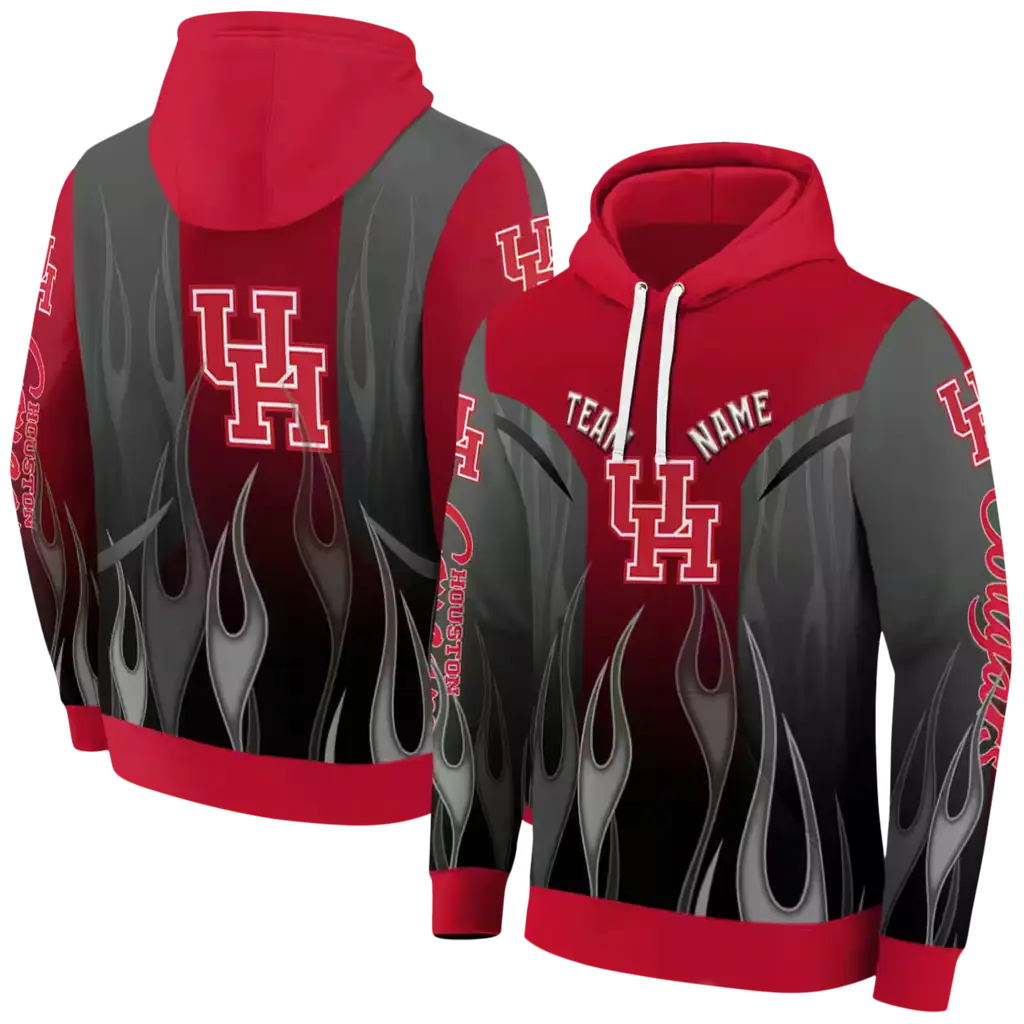 customized houston cougars flame design red hoodie fashion forward customized houston cougars flame design red hoodie fashion forward