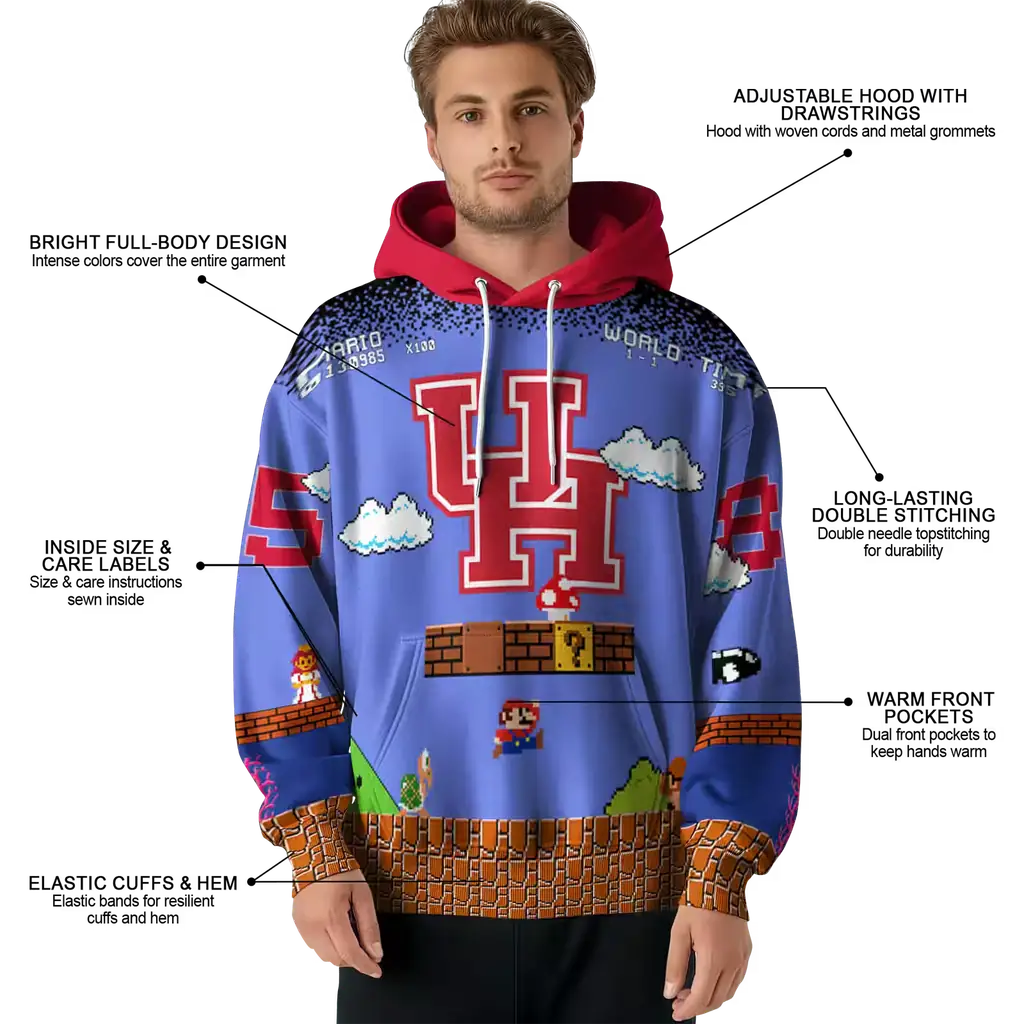 customized houston cougars mario blue black hoodie latest model customized houston cougars mario blue black hoodie latest model