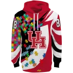 customized houston cougars puzzle pieces red hoodie best selling