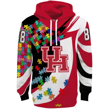 customized houston cougars puzzle pieces red hoodie best selling