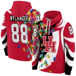 customized houston cougars puzzle pieces red hoodie best selling