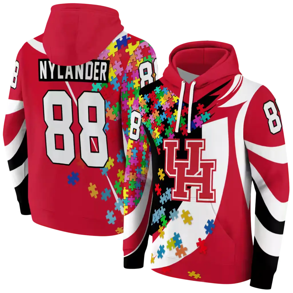 customized houston cougars puzzle pieces red hoodie fashion forward customized houston cougars puzzle pieces red hoodie fashion forward