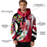 customized houston cougars puzzle pieces red hoodie best selling