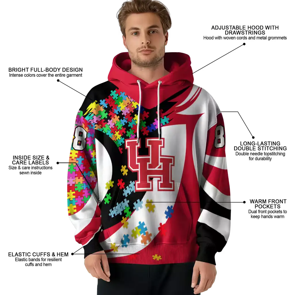 customized houston cougars puzzle pieces red hoodie latest model customized houston cougars puzzle pieces red hoodie latest model
