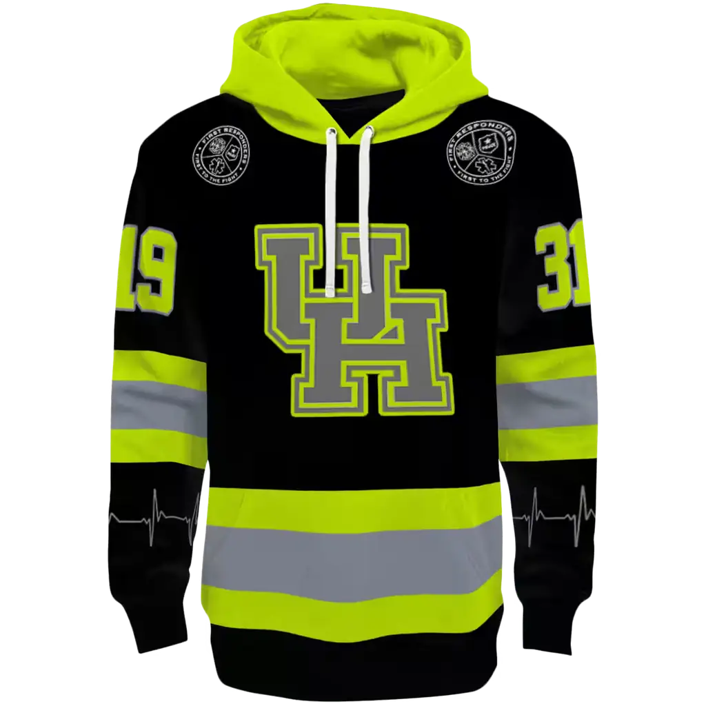 customized houston cougars safety motif black neon green hoodie best selling customized houston cougars safety motif black neon green hoodie best selling