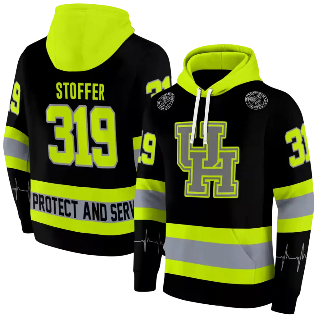 customized houston cougars safety motif black neon green hoodie fashion forward customized houston cougars safety motif black neon green hoodie fashion forward