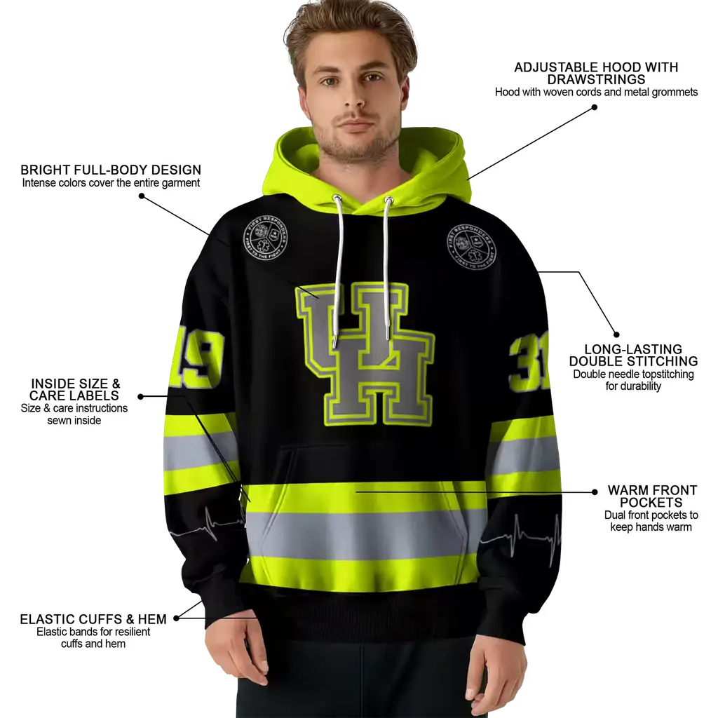 customized houston cougars safety motif black neon green hoodie latest model customized houston cougars safety motif black neon green hoodie latest model