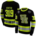 customized houston cougars safety motif black neon green hoodie best selling