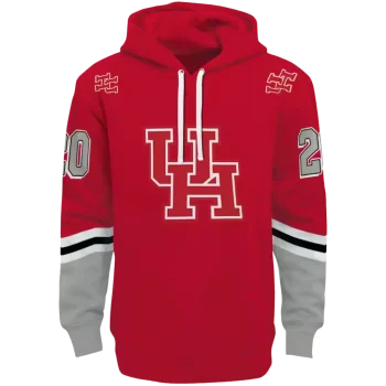 customized houston cougars striped sleeves red hoodie best selling