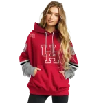 customized houston cougars striped sleeves red hoodie best selling