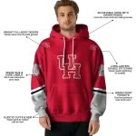 customized houston cougars striped sleeves red hoodie best selling