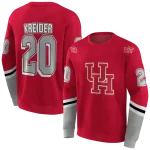 customized houston cougars striped sleeves red hoodie best selling