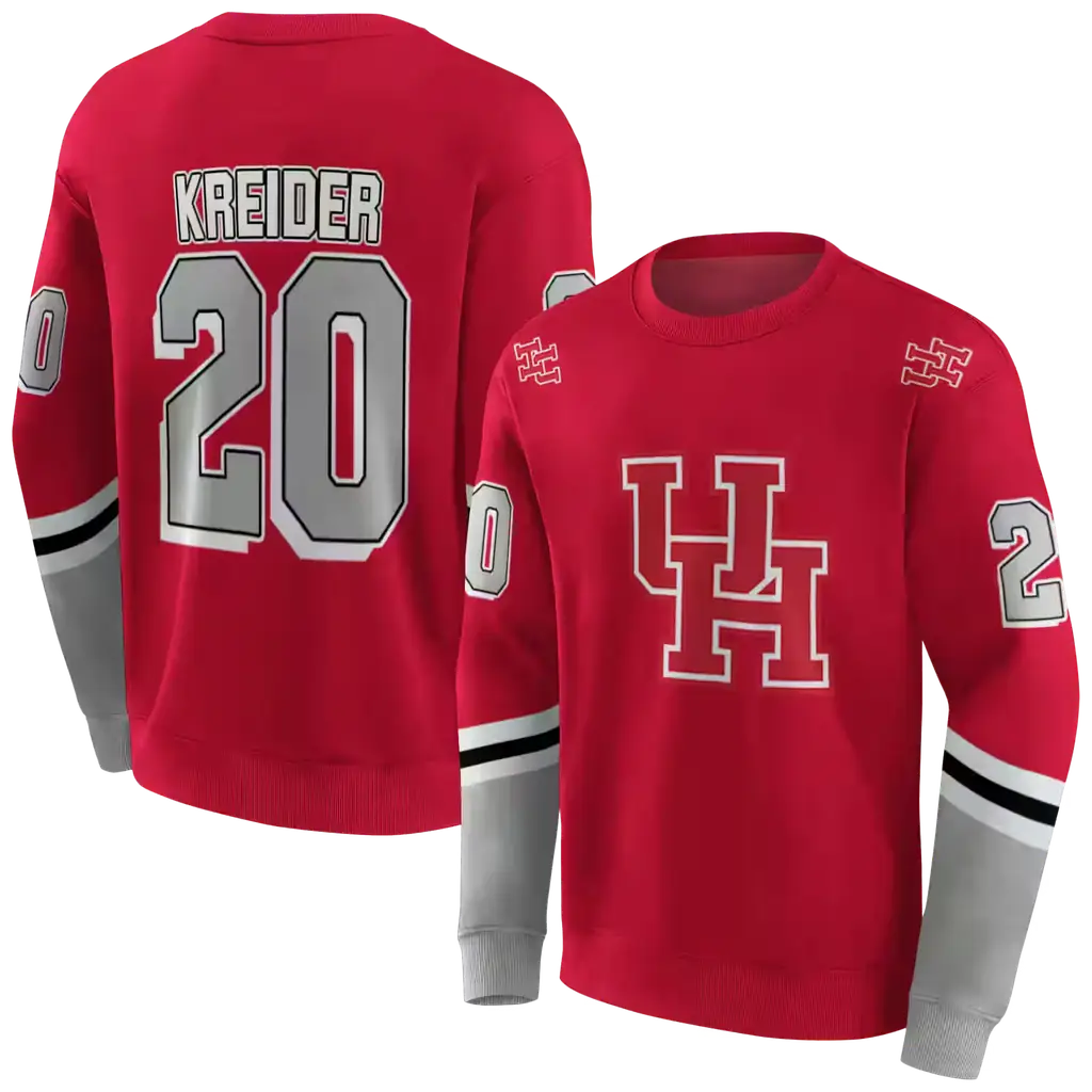 customized houston cougars striped sleeves red hoodie premium grade customized houston cougars striped sleeves red hoodie premium grade