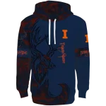 customized illinois fighting illini deer silhouette blue hoodie best selling