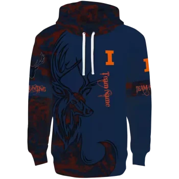 customized illinois fighting illini deer silhouette blue hoodie best selling