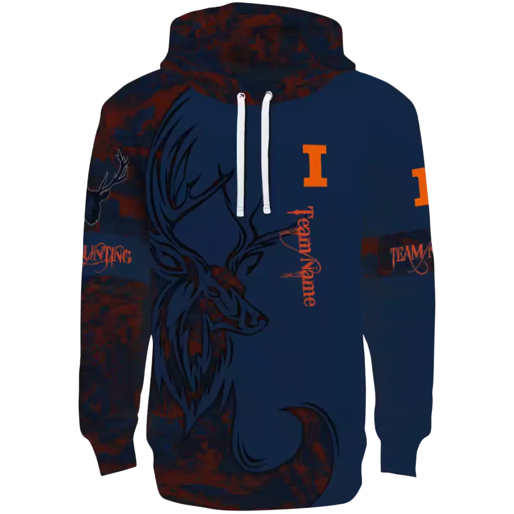 customized illinois fighting illini deer silhouette blue hoodie best selling customized illinois fighting illini deer silhouette blue hoodie best selling