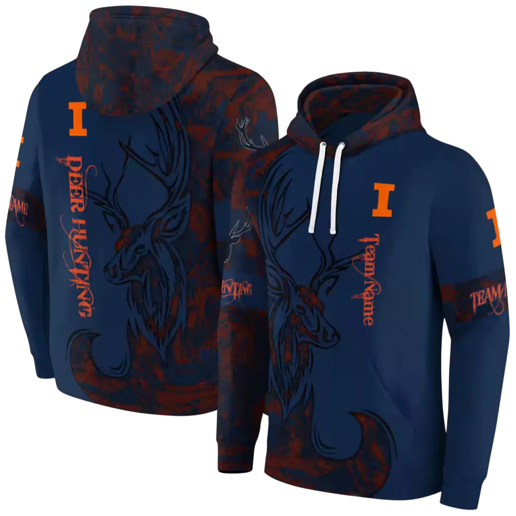 customized illinois fighting illini deer silhouette blue hoodie fashion forward customized illinois fighting illini deer silhouette blue hoodie fashion forward
