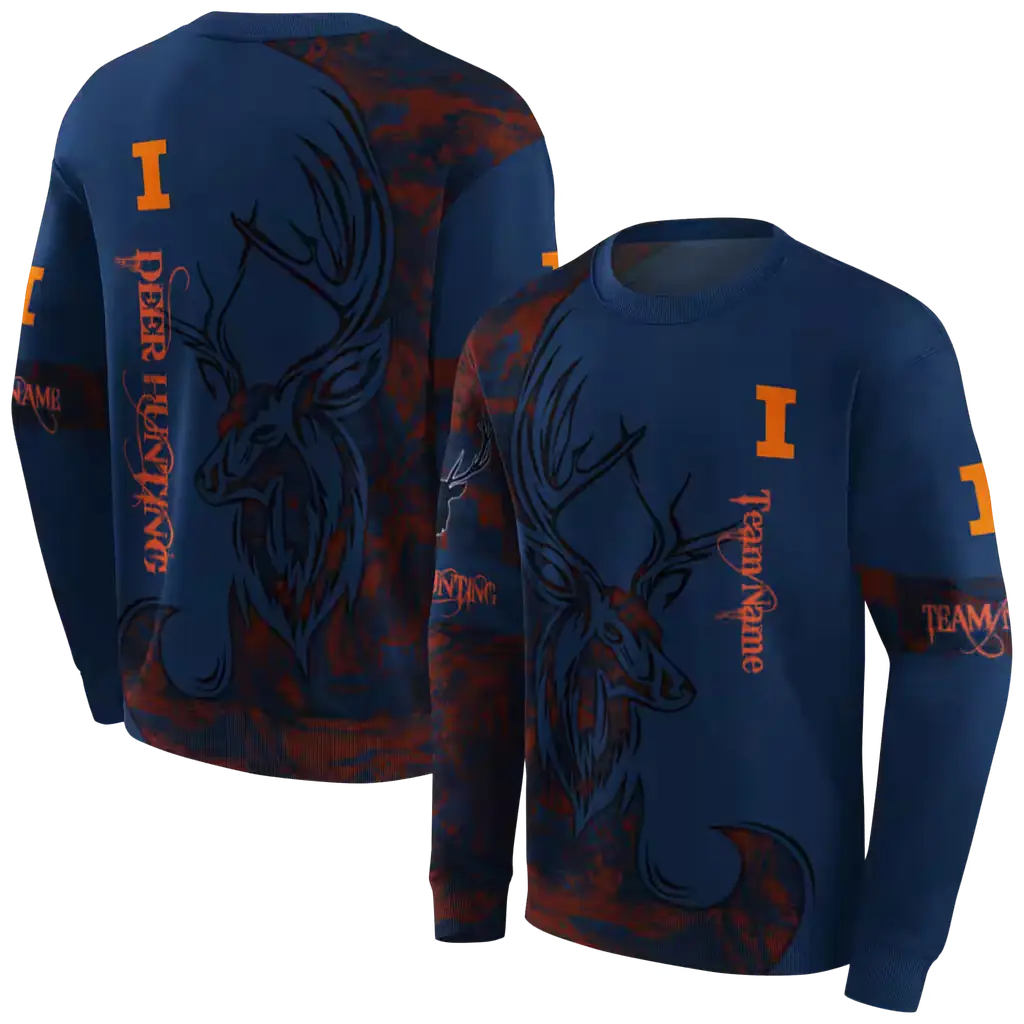 customized illinois fighting illini deer silhouette blue hoodie premium grade customized illinois fighting illini deer silhouette blue hoodie premium grade