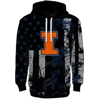 customized illinois fighting illini distressed flag blue black hoodie best selling