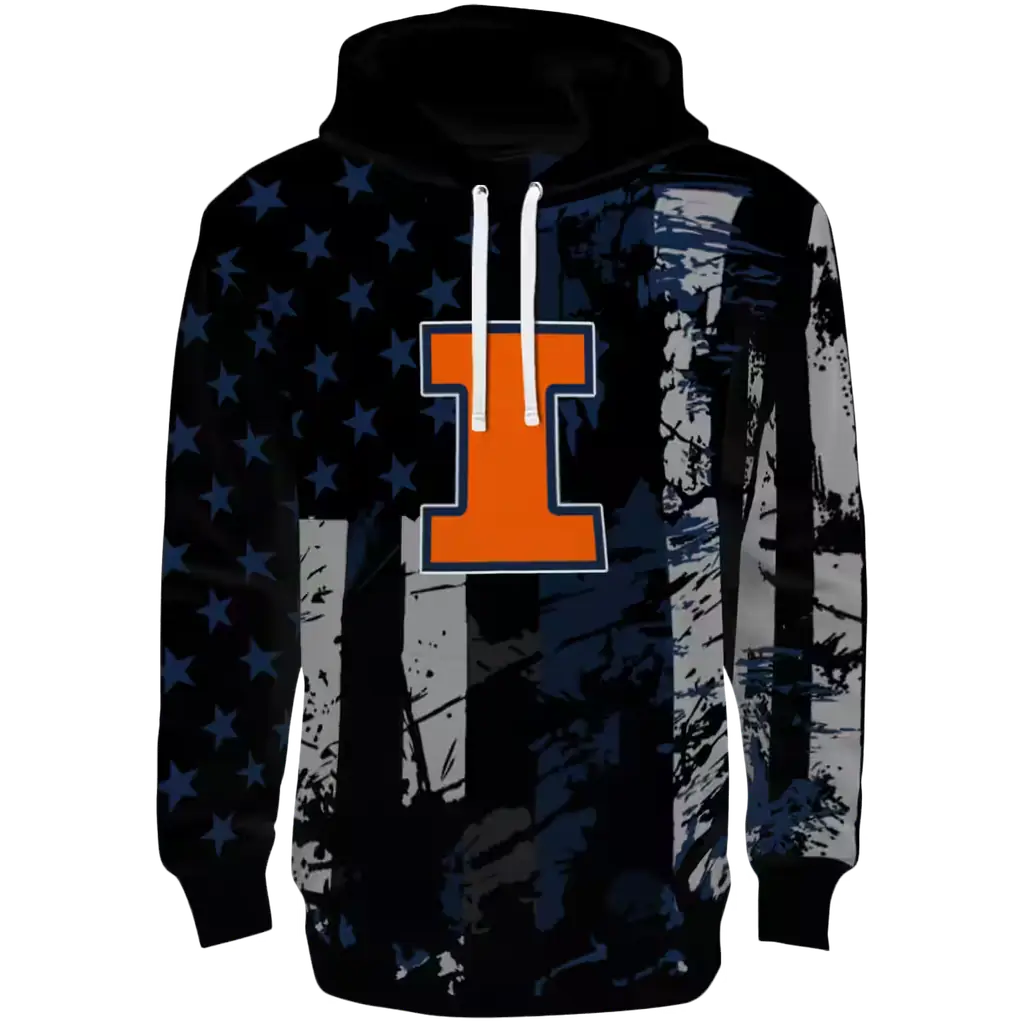 customized illinois fighting illini distressed flag blue black hoodie best selling customized illinois fighting illini distressed flag blue black hoodie best selling