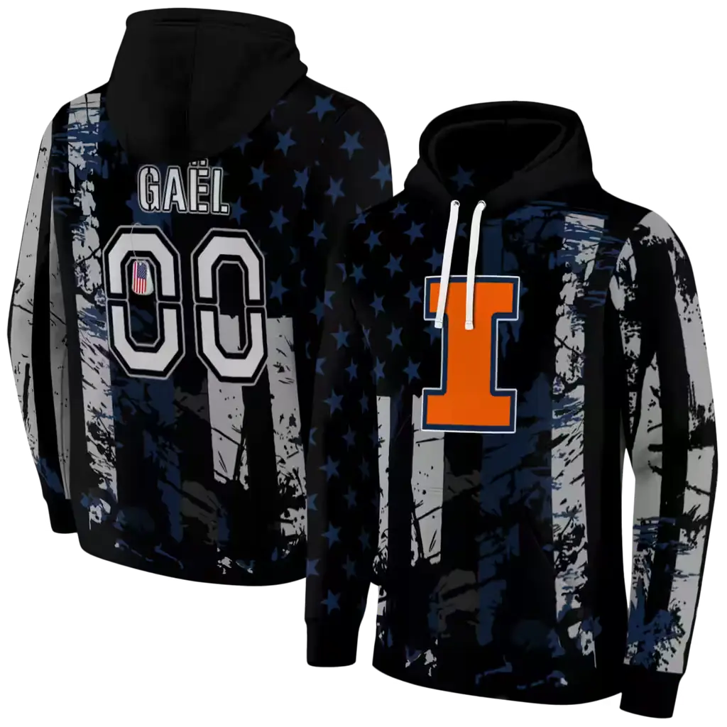 customized illinois fighting illini distressed flag blue black hoodie fashion forward customized illinois fighting illini distressed flag blue black hoodie fashion forward
