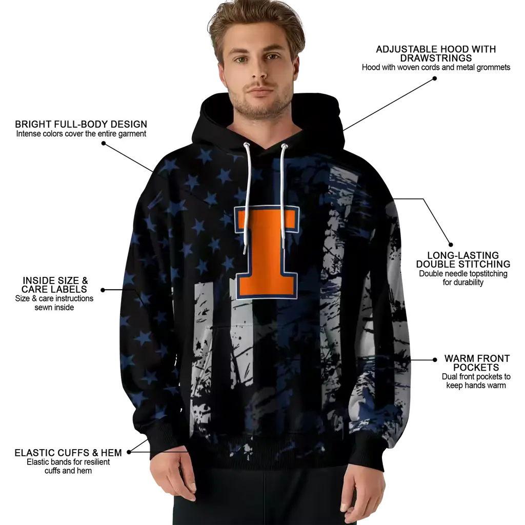 customized illinois fighting illini distressed flag blue black hoodie latest model customized illinois fighting illini distressed flag blue black hoodie latest model