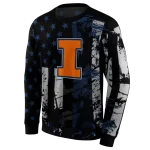 customized illinois fighting illini distressed flag blue black hoodie best selling