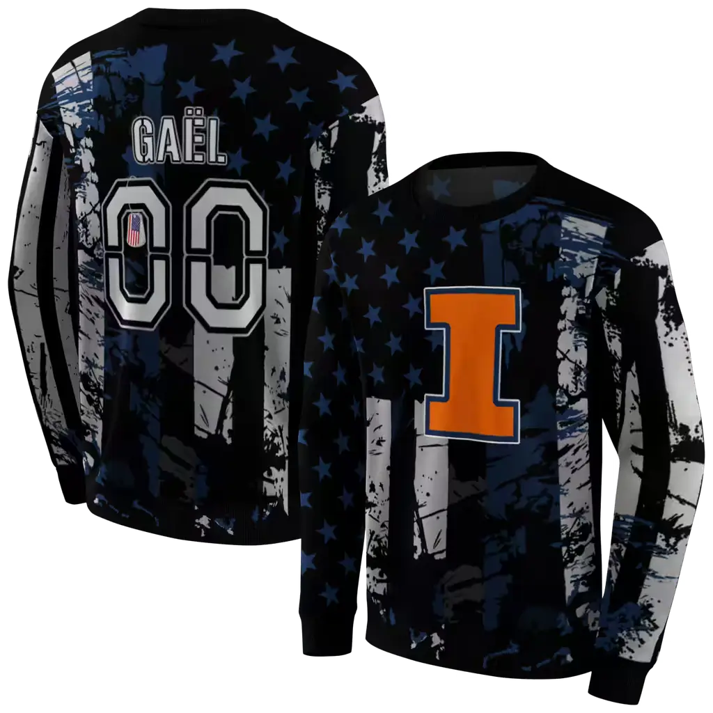 customized illinois fighting illini distressed flag blue black hoodie premium grade customized illinois fighting illini distressed flag blue black hoodie premium grade