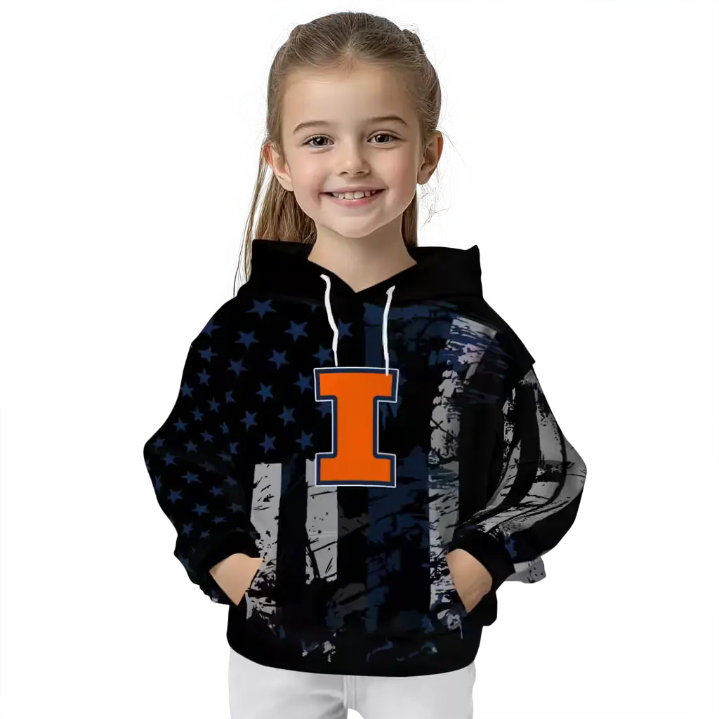 customized illinois fighting illini distressed flag blue black hoodie top rated customized illinois fighting illini distressed flag blue black hoodie top rated