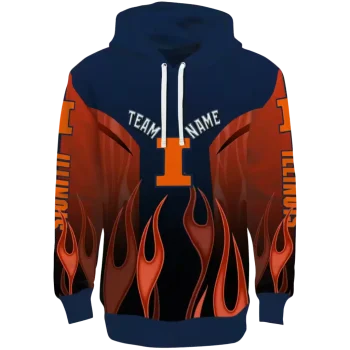 customized illinois fighting illini flame design blue hoodie best selling