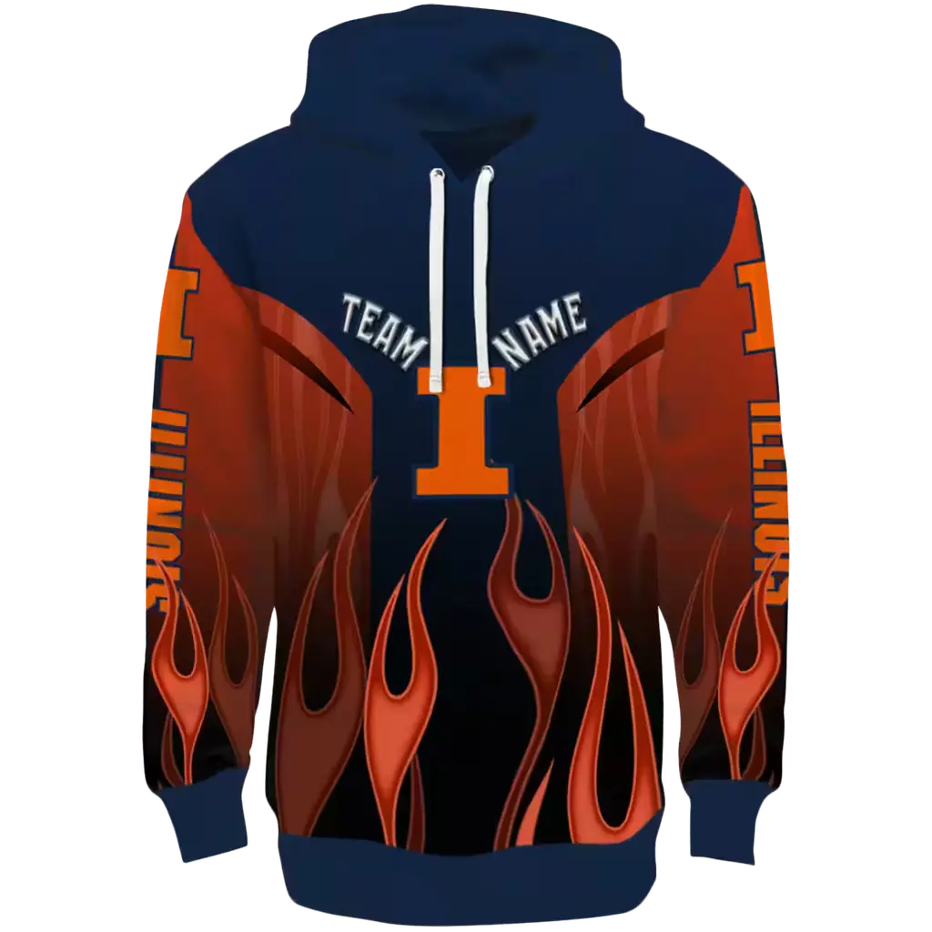 customized illinois fighting illini flame design blue hoodie best selling customized illinois fighting illini flame design blue hoodie best selling