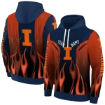 customized illinois fighting illini flame design blue hoodie best selling