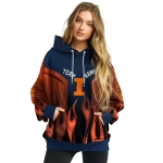 customized illinois fighting illini flame design blue hoodie best selling
