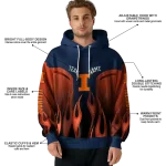 customized illinois fighting illini flame design blue hoodie best selling