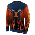 customized illinois fighting illini flame design blue hoodie best selling