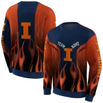 customized illinois fighting illini flame design blue hoodie best selling