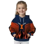 customized illinois fighting illini flame design blue hoodie best selling