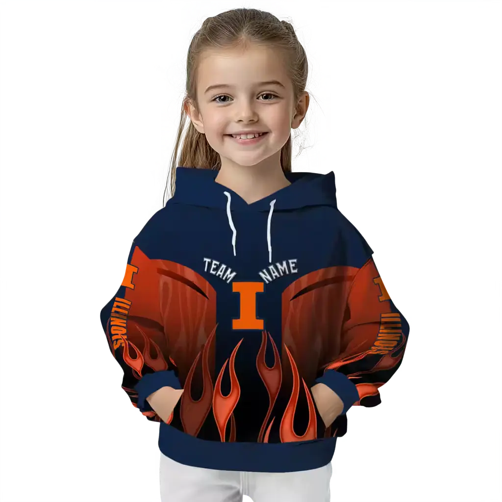 customized illinois fighting illini flame design blue hoodie top rated customized illinois fighting illini flame design blue hoodie top rated