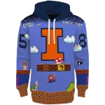 customized illinois fighting illini mario blue black hoodie best selling