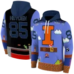 customized illinois fighting illini mario blue black hoodie best selling