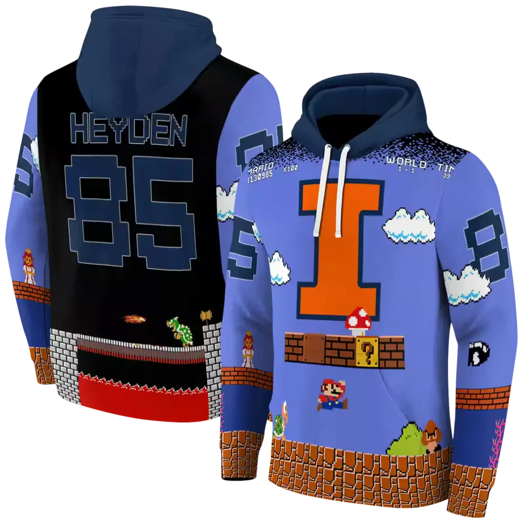 customized illinois fighting illini mario blue black hoodie fashion forward customized illinois fighting illini mario blue black hoodie fashion forward