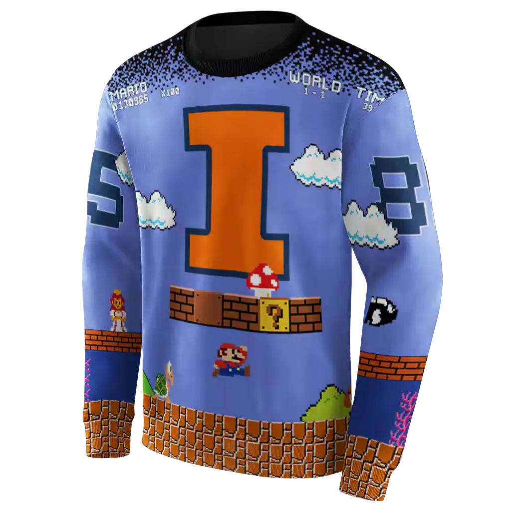 customized illinois fighting illini mario blue black hoodie new arrival customized illinois fighting illini mario blue black hoodie new arrival