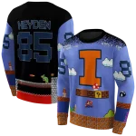 customized illinois fighting illini mario blue black hoodie best selling