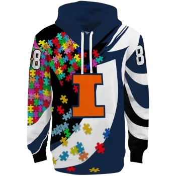 customized illinois fighting illini puzzle pieces blue hoodie best selling