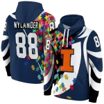 customized illinois fighting illini puzzle pieces blue hoodie best selling