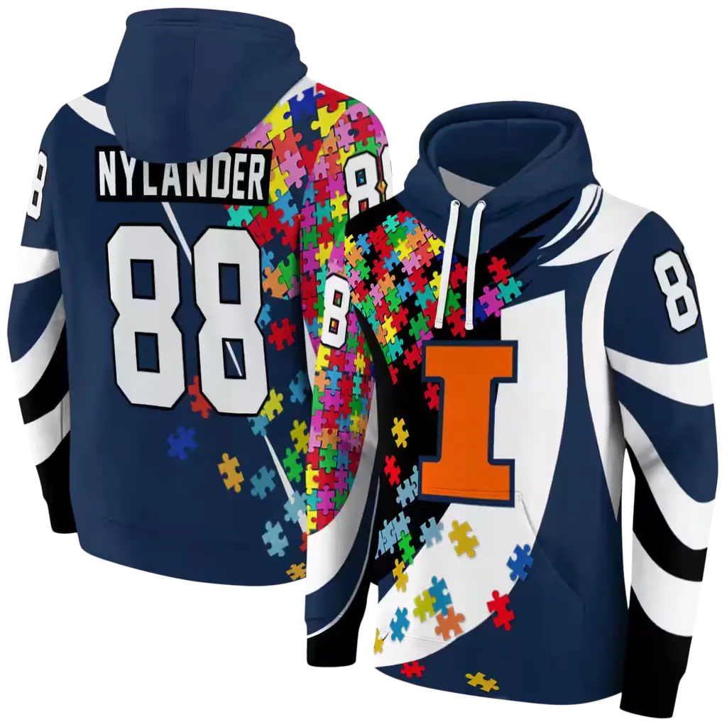 customized illinois fighting illini puzzle pieces blue hoodie fashion forward customized illinois fighting illini puzzle pieces blue hoodie fashion forward