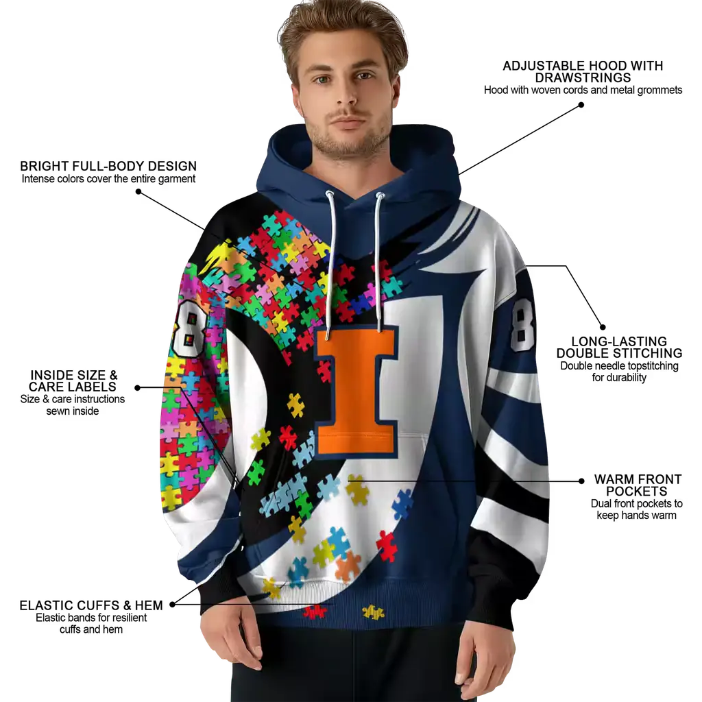 customized illinois fighting illini puzzle pieces blue hoodie latest model customized illinois fighting illini puzzle pieces blue hoodie latest model